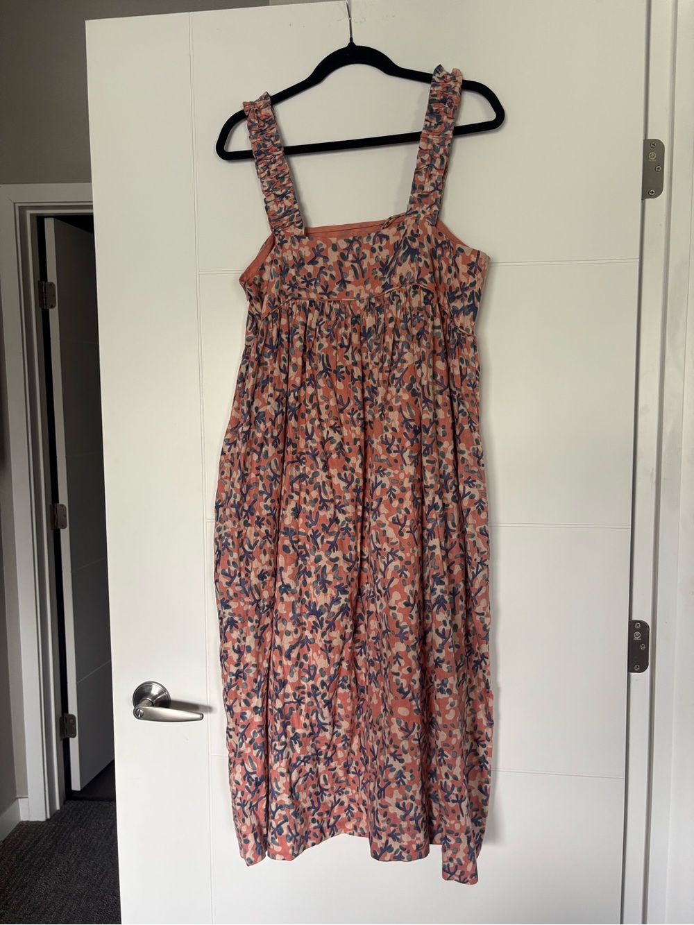 MIRTH Newport midi dress in geranium size L coral cotton - Picture 11 of 16